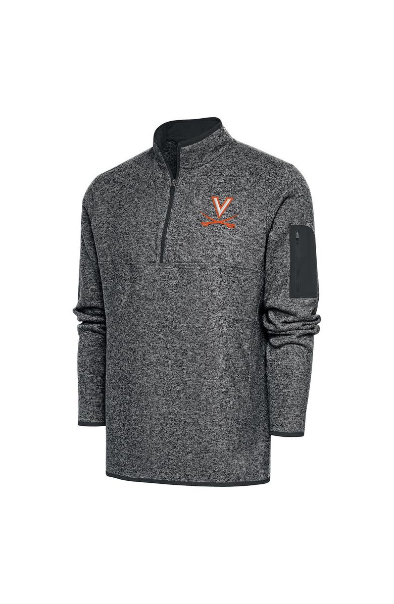 ANTIGUA Men's Antigua Heathered Charcoal Virginia Cavaliers Fortune 1/2-Zip Pullover Sweater, Main, color, 