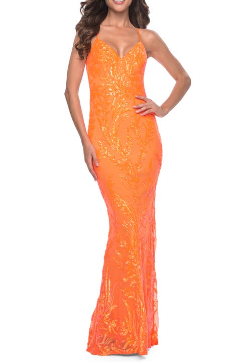 Neon Fitted Print Sequin Pastel Prom Dress