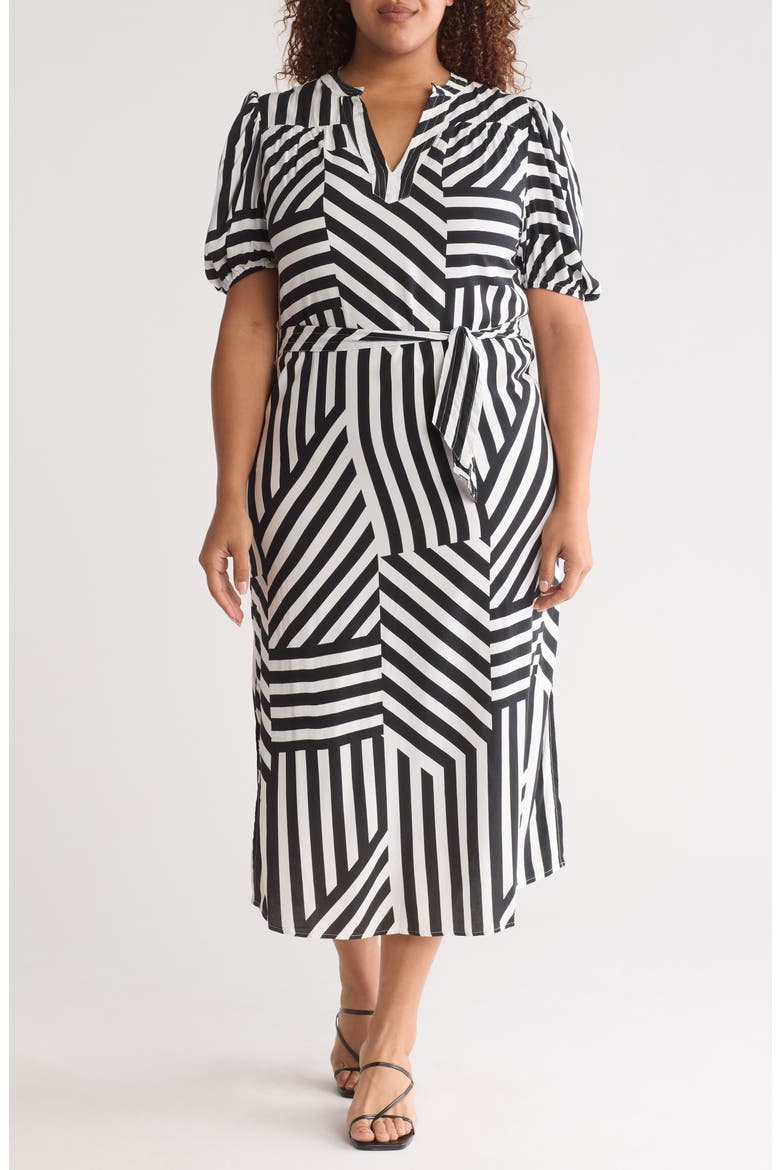 Montana Balloon Sleeve Challis Maxi Dress, Main, color, GEO STRIPE