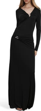 Veronica Beard Viela Hardware Detail Long Sleeve Maxi Dress