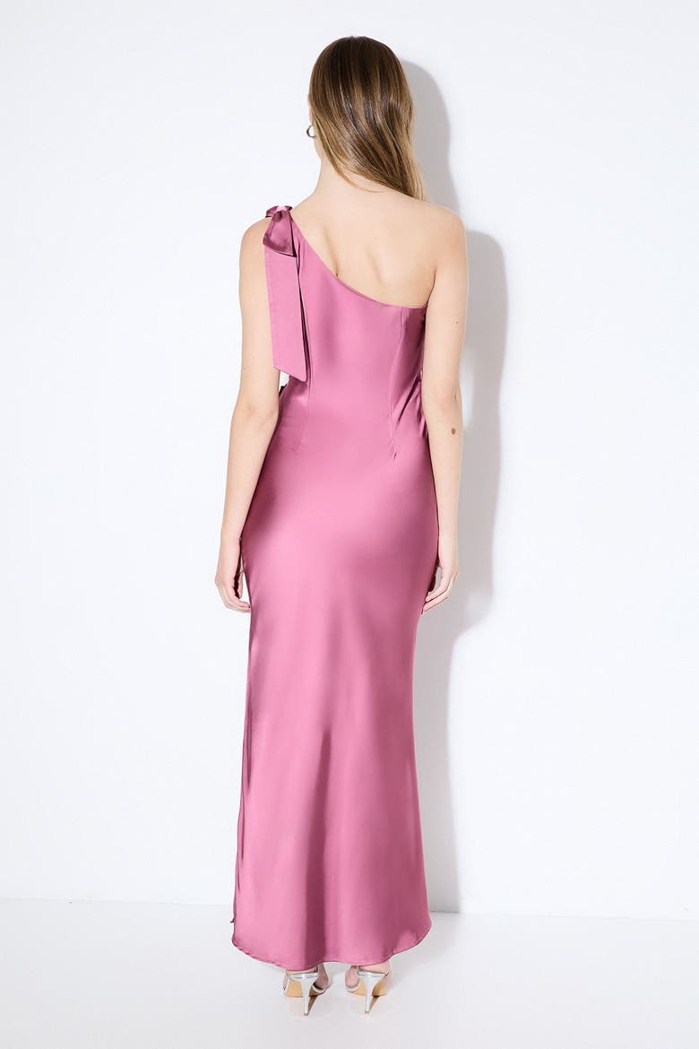 Asymmetric Shoulder Bridesmaid Dress, Alternate, color, Berry