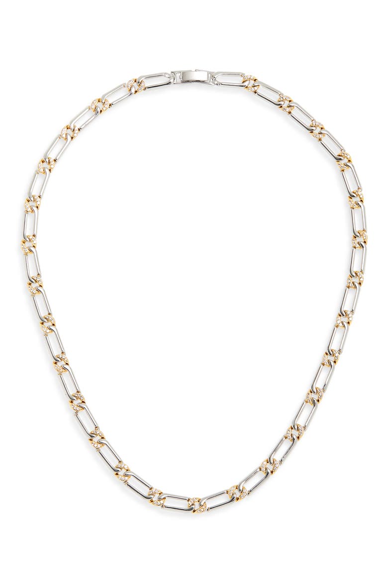 The Two-Tone Pavé Chain Necklace, Main, color, SILVER