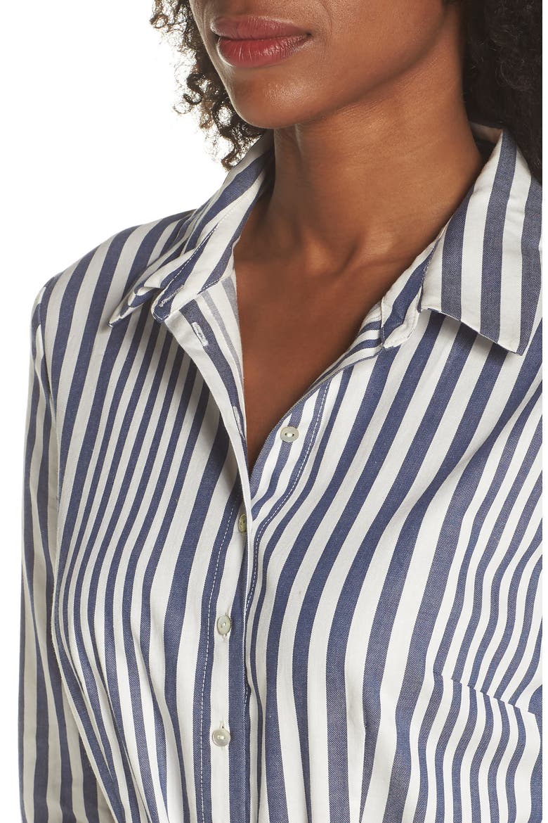 Rachel Stripe Shirtdress, Alternate, color, WHITE/ NAVY