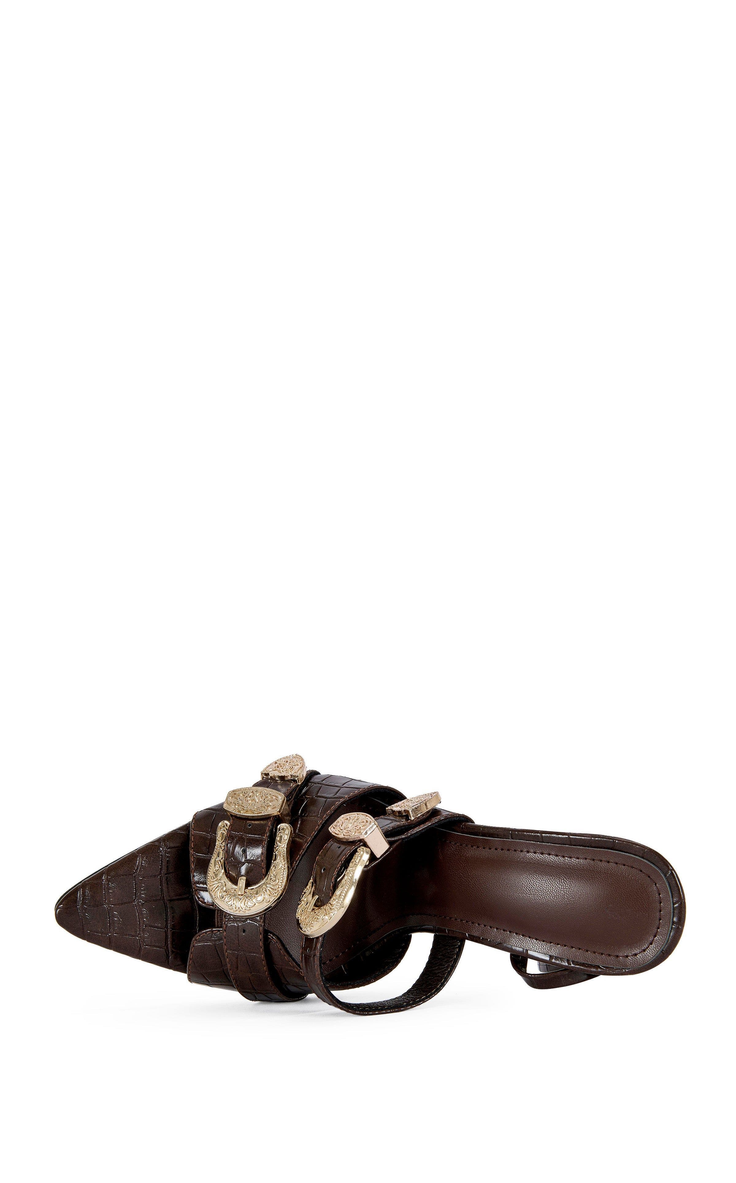 AZALEA WANG WESTBROOK-CHOCOLATE WESTERN WRAP-AROUND STILETTO SANDAL - CHOCOLATE / 6.5 / STILETTO, Alternate, color, Chocolate