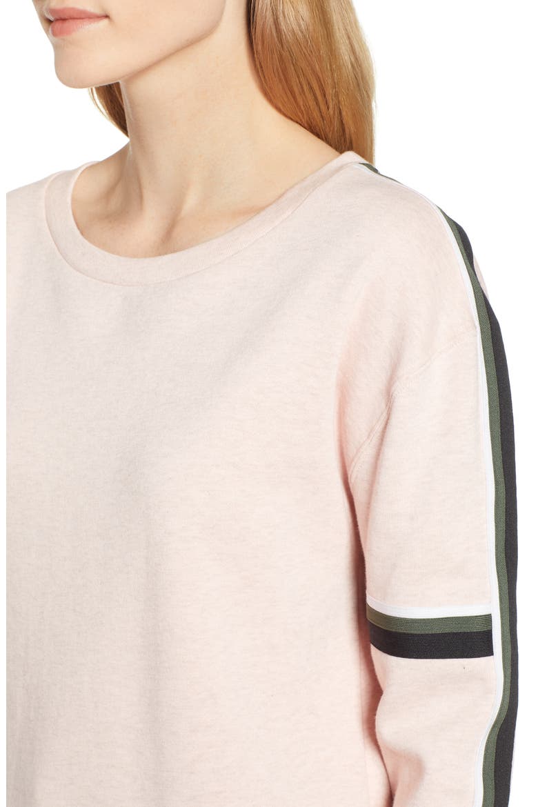Backtrack Sport Stripe Sweatshirt, Alternate, color, HEATHER PINK FIZZ