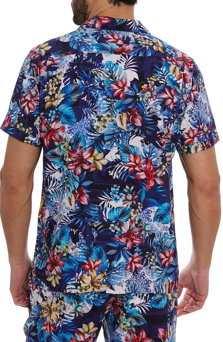 Robert Graham Merrick Floral Camp Shirt, Alternate, color, Blue Multi