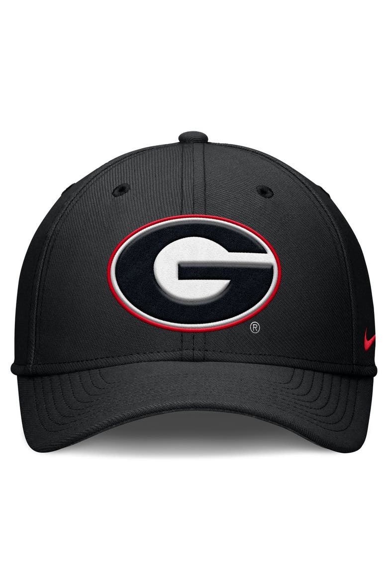 Men's Nike Black Georgia Bulldogs Rise SwooshFlex Dri-FIT Hat, Alternate, color, Black