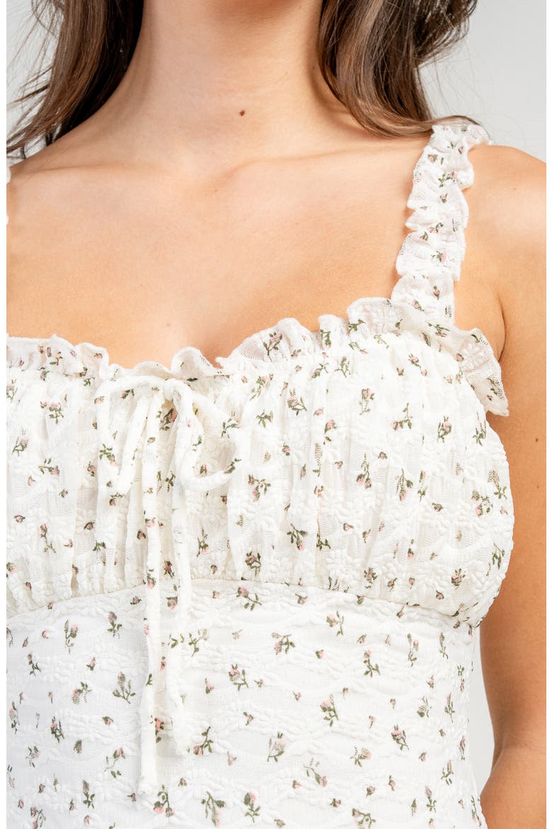 Floral Ruffle Midi Dress, Alternate, color, IVORY