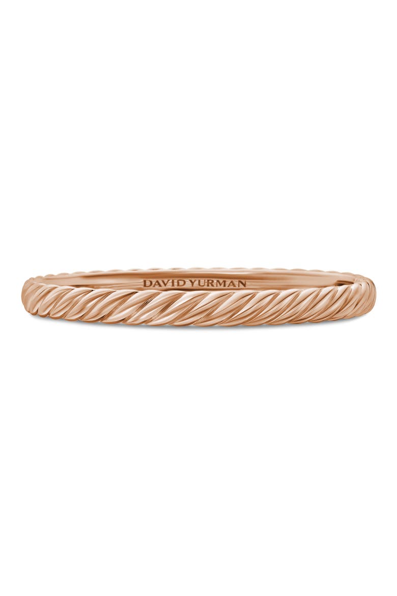 Sculpted Cable Bangle Bracelet in 18K Yellow Gold, 6.2mm, Main, color, 18K ROSE GOLD