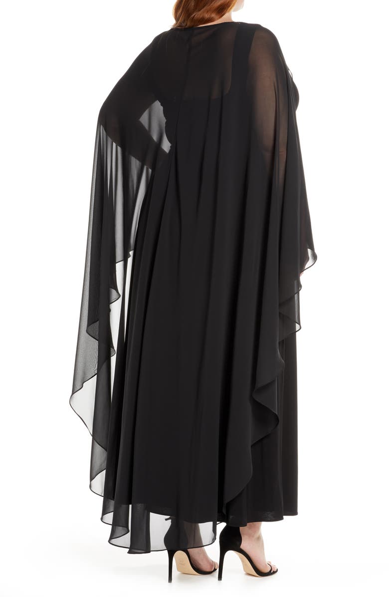 Xscape Evenings Xscape Side Ruched Long Sleeve Chiffon Gown, Alternate, color,