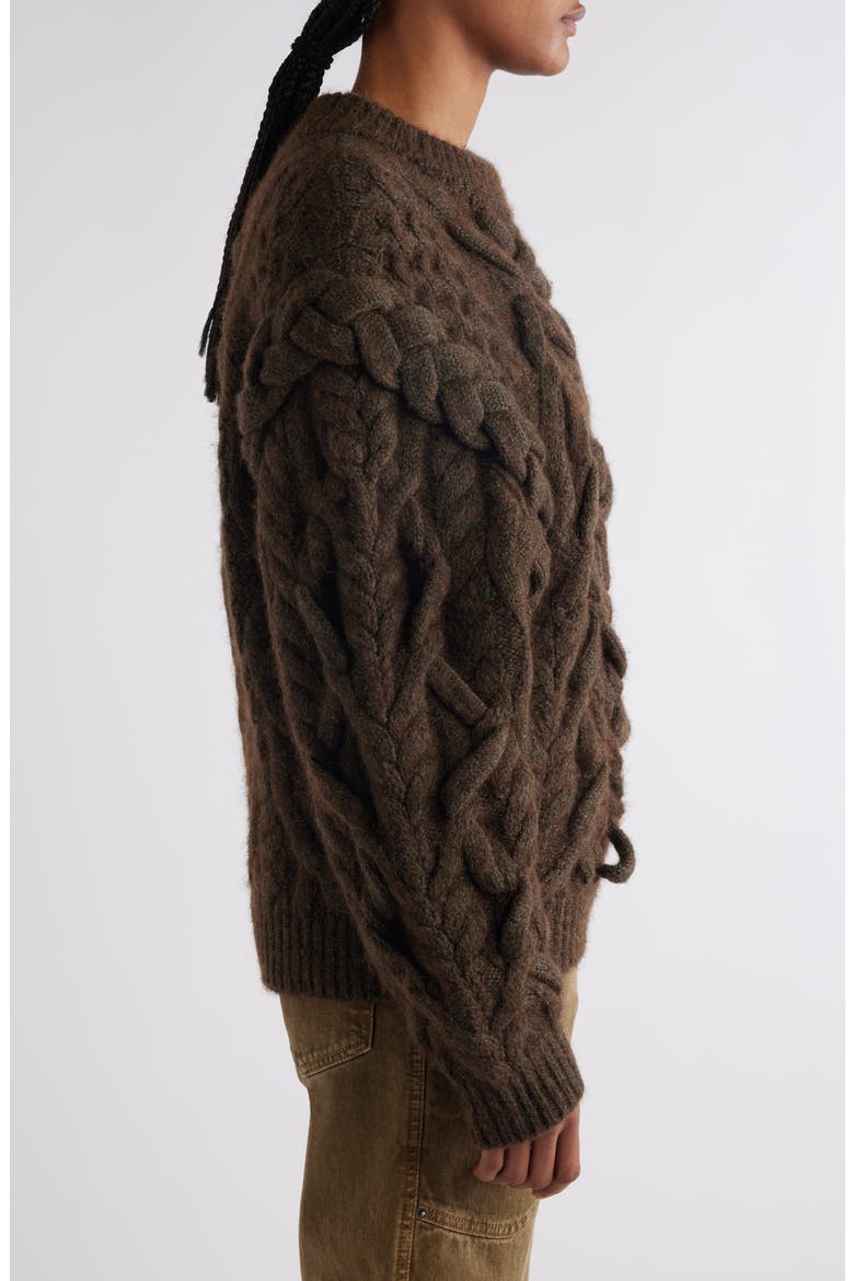 Basiliane Chunky Wool & Alpaca Blend Cable Sweater, Alternate, color, BRONZE