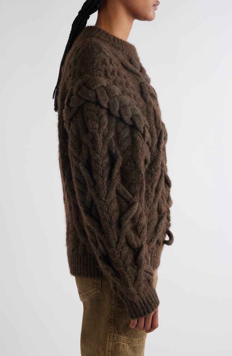 Isabel Marant Basiliane Chunky Wool & Alpaca Blend Cable Sweater, Alternate, color,