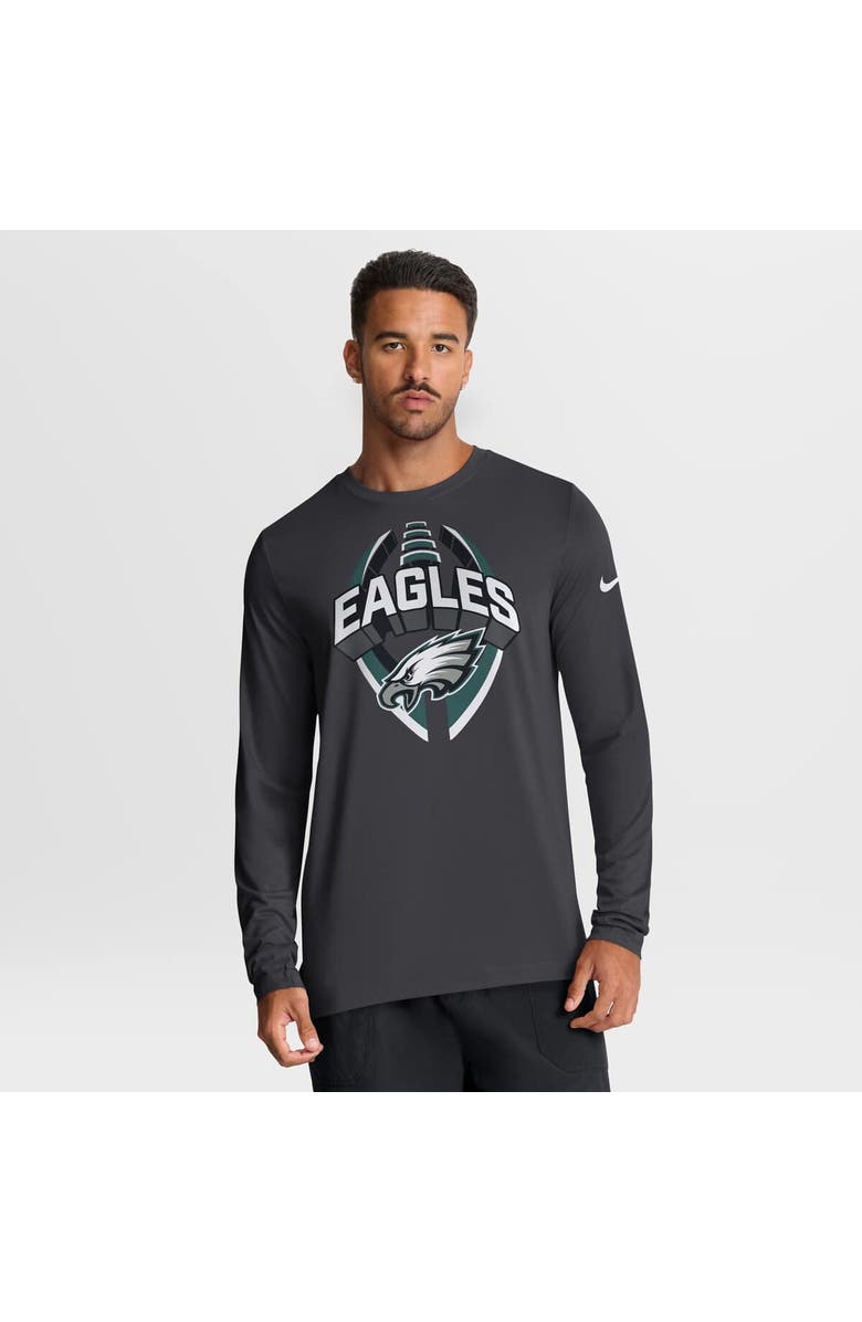 Nike Men's Nike Anthracite Philadelphia Eagles Primetime Legend Icon Performance Long Sleeve T-Shirt, Main, color, Anthracite