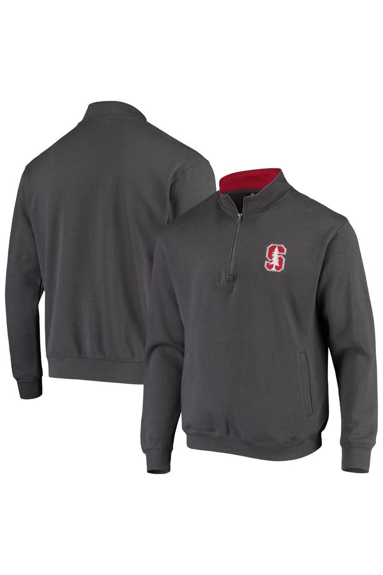 Men's Colosseum Charcoal Stanford Cardinal Tortugas Logo Quarter-Zip Jacket, Main, color, Charcoal