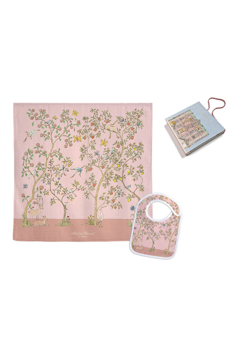 In Bloom Pink Bib & Swaddle Set, Main, color, BLOOM PINK