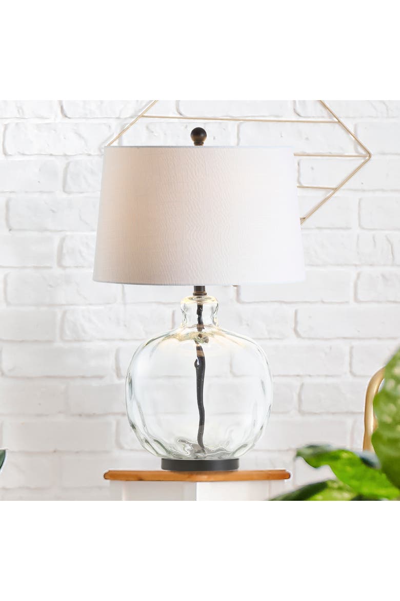 Rae 26.5" Glass/Metal LED Table Lamp, Clear/Black, Alternate, color, Clear/black