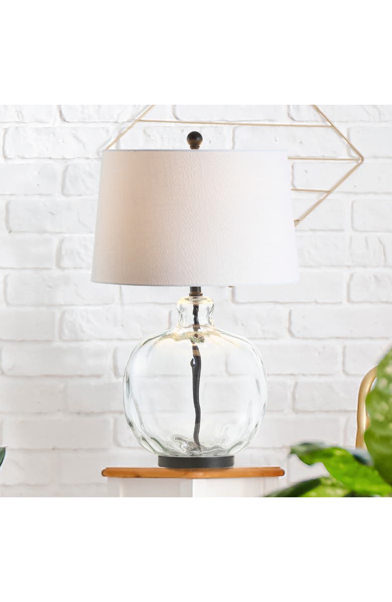 JONATHAN Y Rae 26.5" Glass/Metal LED Table Lamp, Clear/Black, Alternate, color, Clear/Black