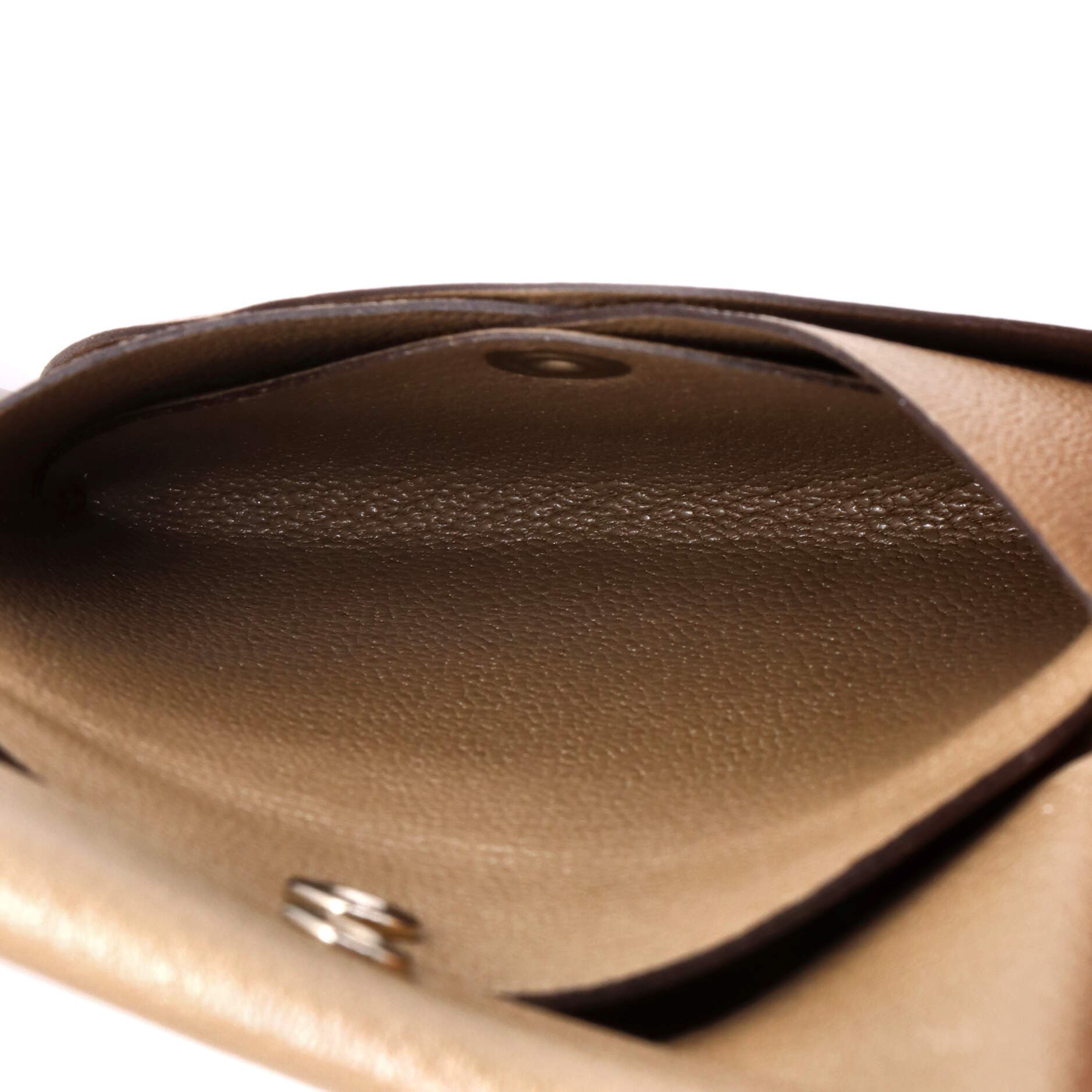 Pre-Owned Hermes Calvi Duo Card Holder Chevre Mysore, Alternate, color, Etoupe