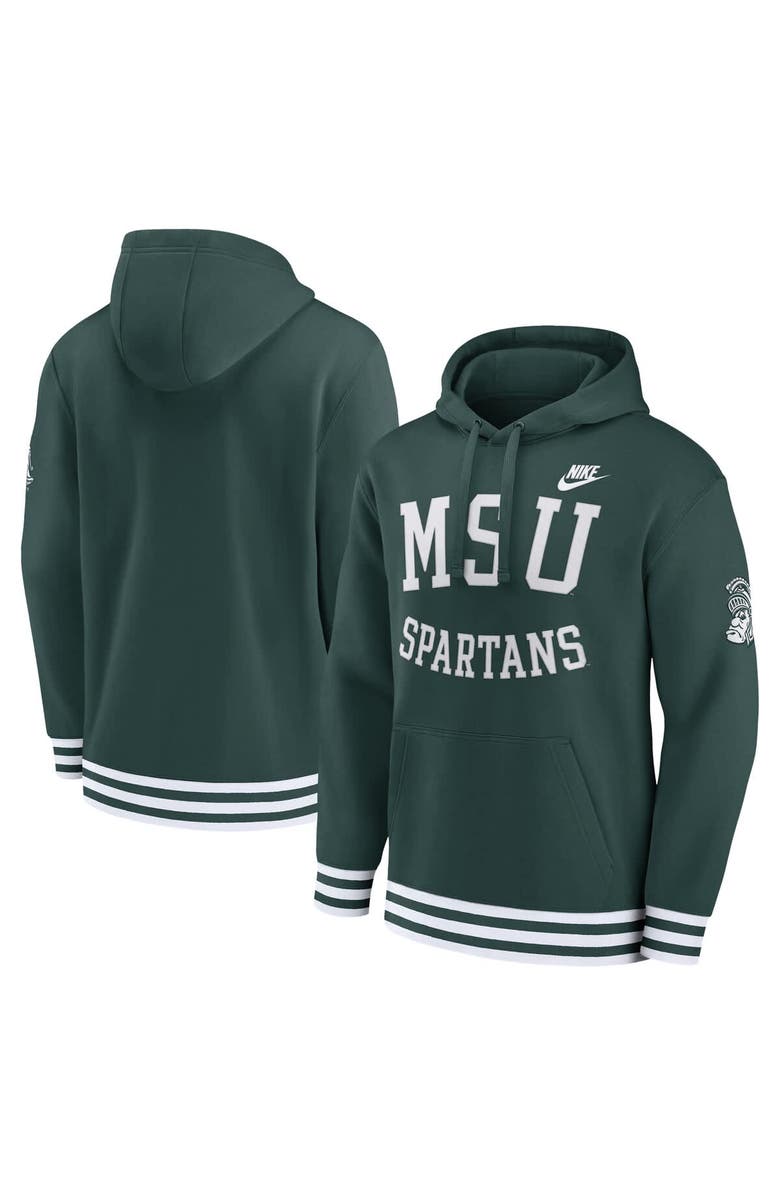 Nike Men's Nike Green Michigan State Spartans Legacy Retro Pullover Hoodie, Main, color, 