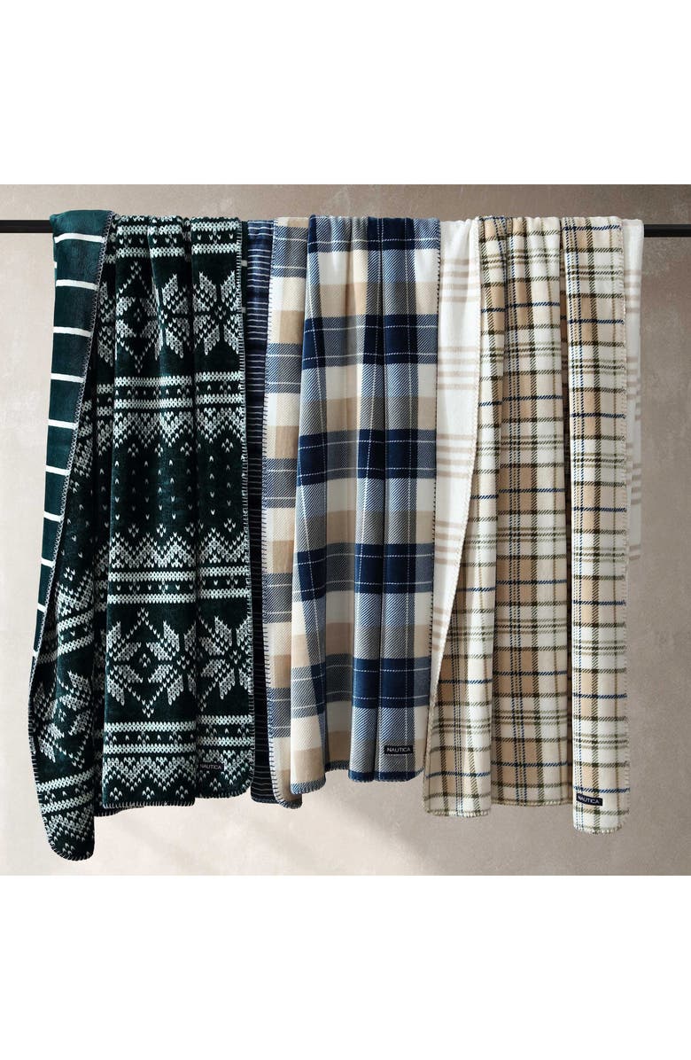 Nautica Southgale Plaid Throw Blanket, Alternate, color, Sea Wheat/ Fern Green