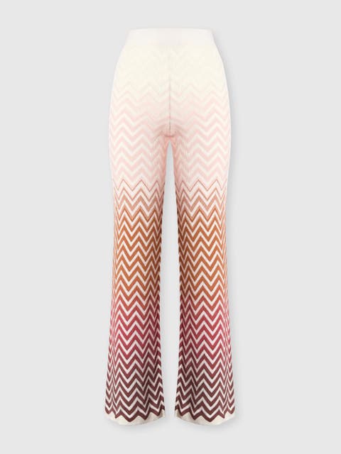 Trousers In Cotton And Viscose Chevron Dégradé