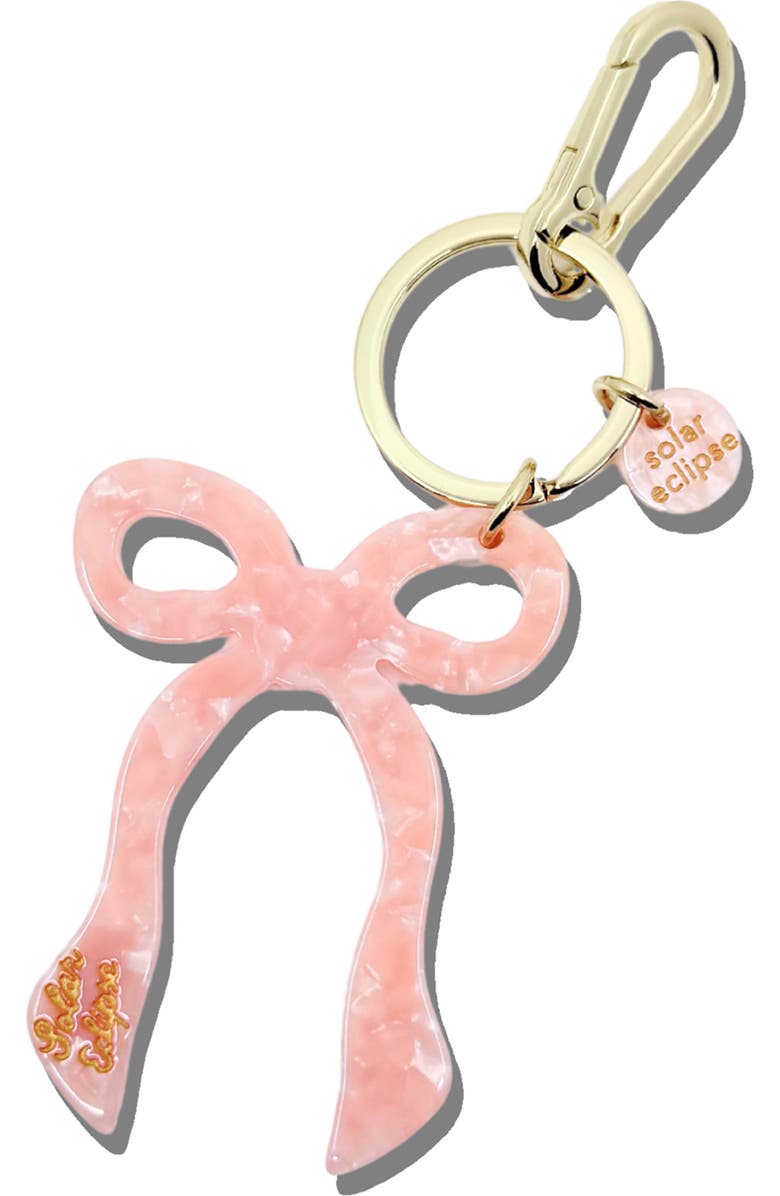 Solar Eclipse Hand Painted Bow Key Chain Bag Charm, Alternate, color, Pink