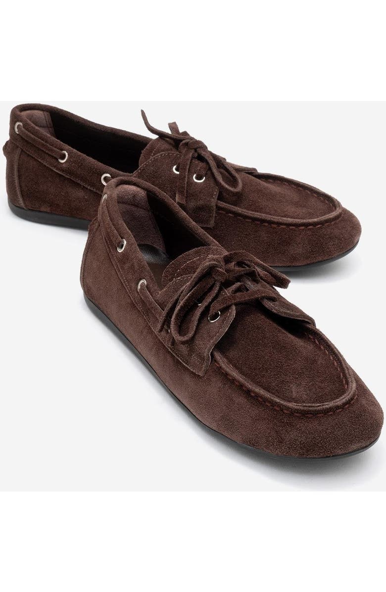 Forever & Always Shoes Serelis Leather Lace Up Loafer, Alternate, color, Brown Suede Leather
