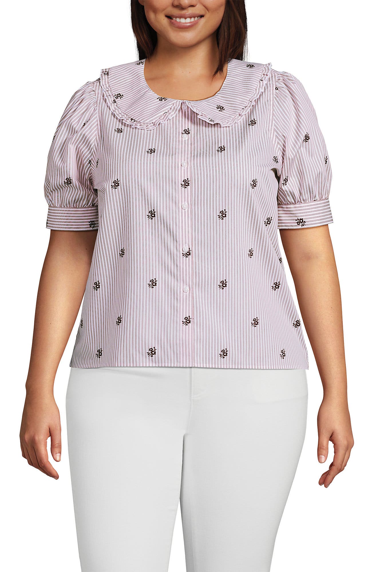 White/Brown Floral Stripe