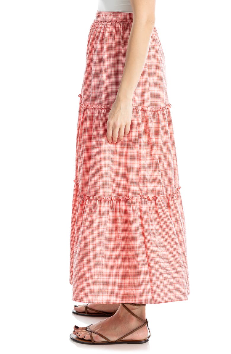 MAX STUDIO Gingham Tiered Maxi Skirt, Alternate, color, Red/ White