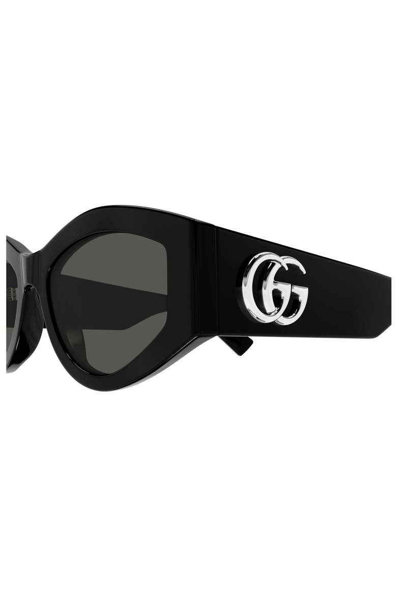 53mm Geometric Sunglasses, Alternate, color, BLACK