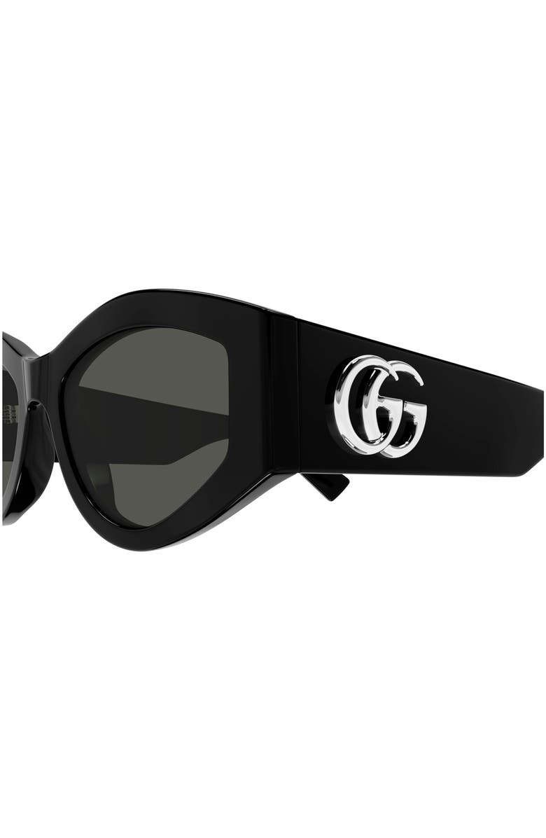 Gucci 53mm Geometric Sunglasses, Alternate, color, Black
