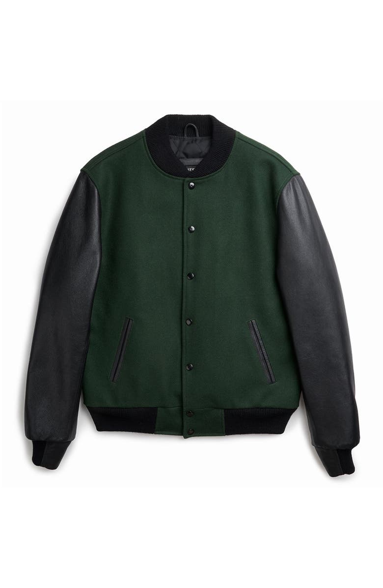 Last Wolf PINE VARSITY JACKET, Alternate, color, Green / Black