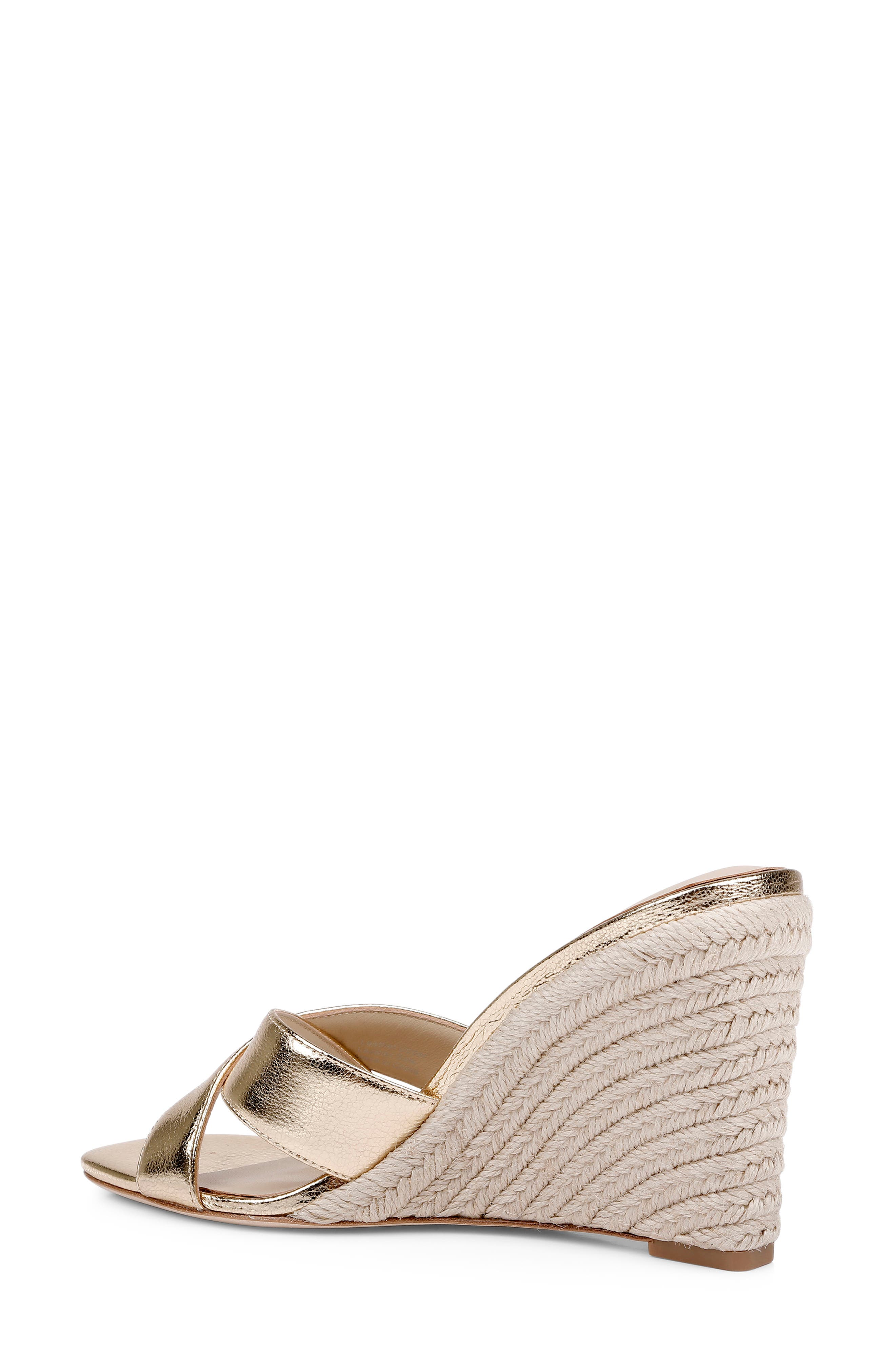 Rosaline Espadrille Wedge Slide Sandal, Alternate, color, GOLD CRACKLE LEATHER