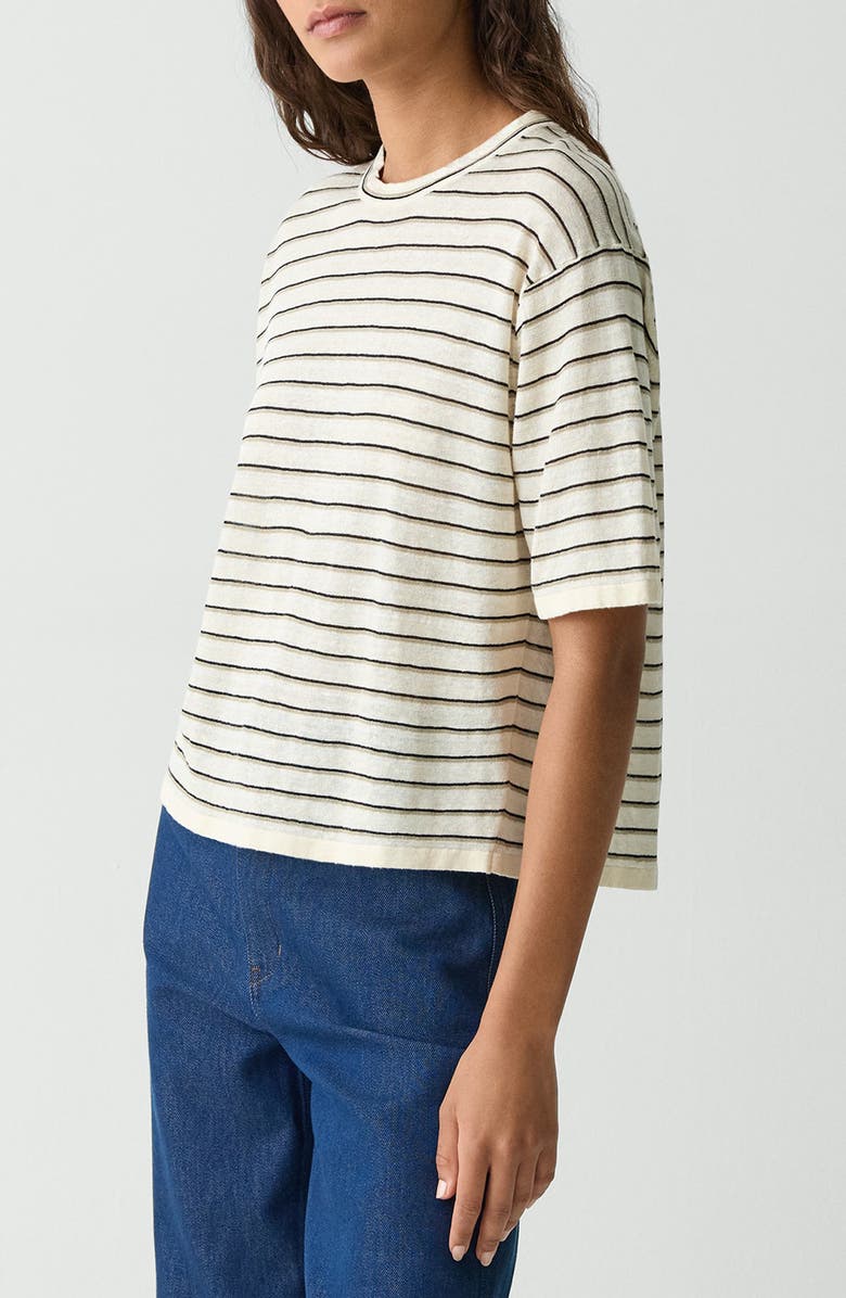 Theory Neo Sag Harbor Stripe Linen Blend Boyfriend T-Shirt, Alternate, color, 