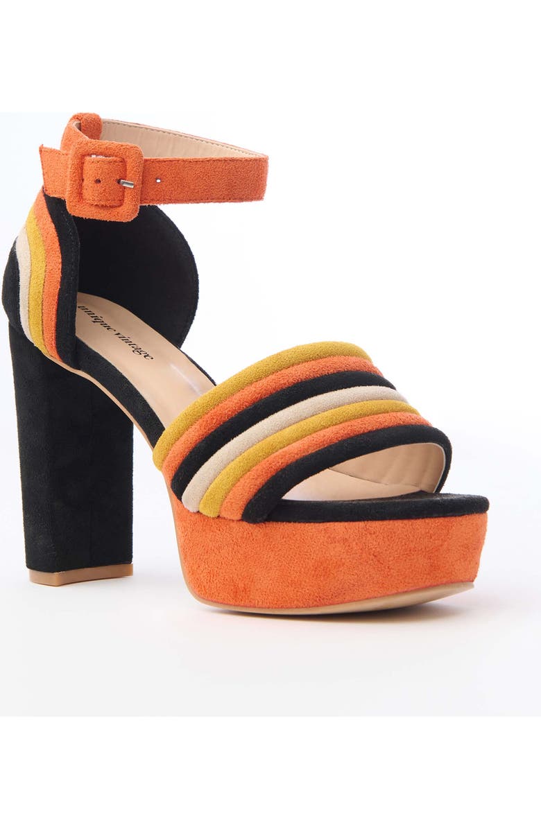 Unique Vintage Suede Peep Toe Pumps, Main, color, Candy Corn
