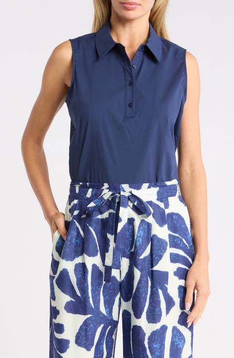 Sleeveless Poplin Polo