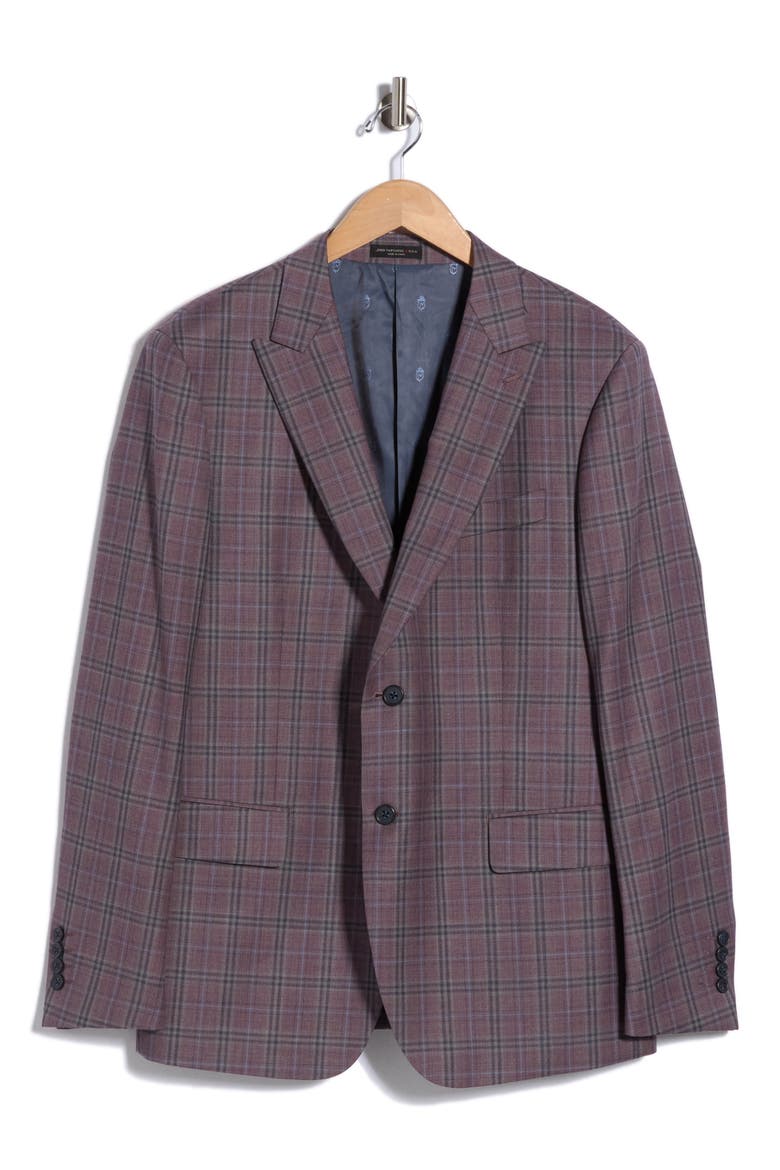 Plaid Sport Coat, Alternate, color, BURGUNDY