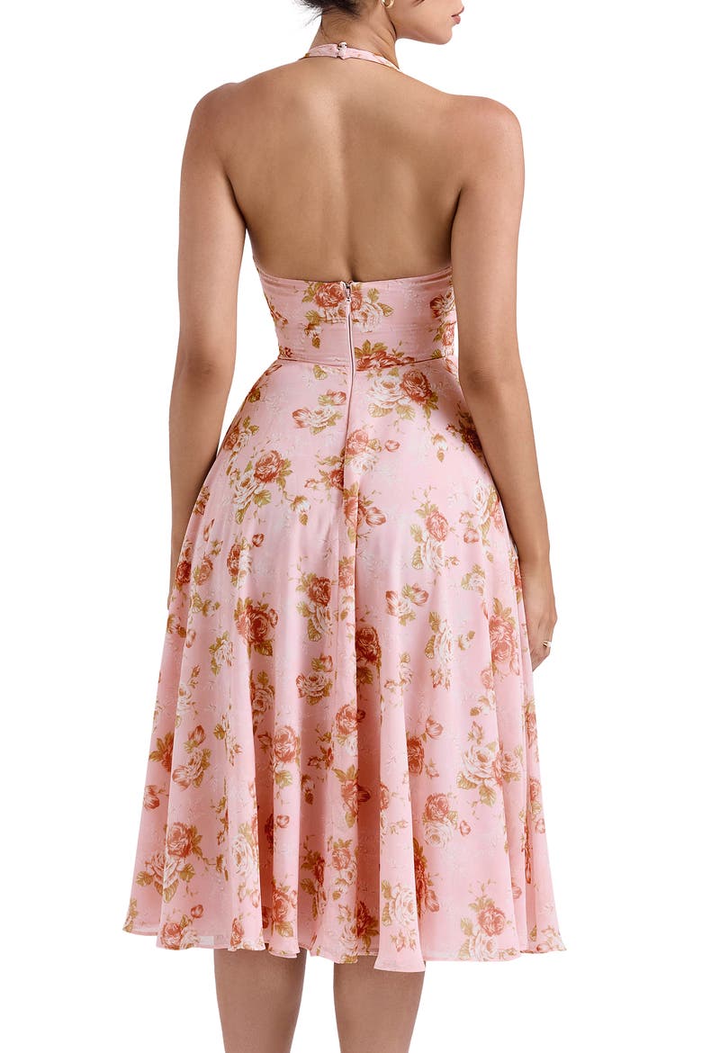 Solada Floral Halter Midi Sundress, Alternate, color, VINTAGE ROSE PRINT