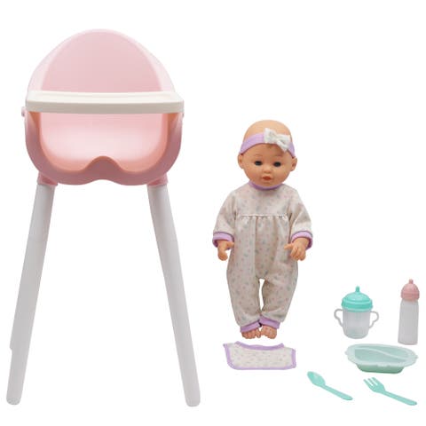 14" Baby Doll & High Chair Playset