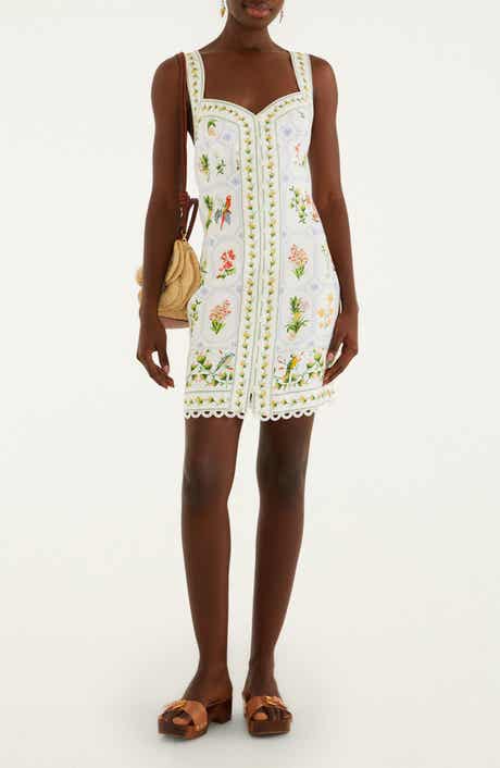 Tropical Porcelain Linen Minidress