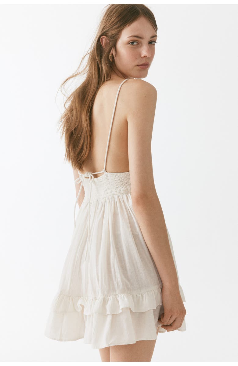 H&M Flared-skirt Linen-blend Dress, Alternate, color, Light Beige
