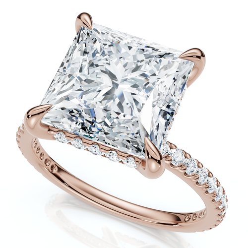 Bliss Diamond Certified 4 1/3ct Princess Cut Side Halo Engagement Ring 14k Gold/pt Lab Grown