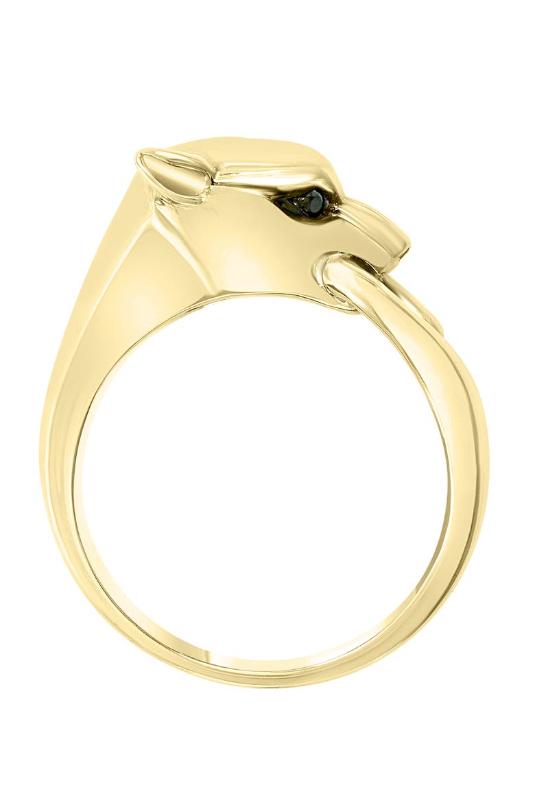 14K Yellow Gold Black Diamond Panther Ring, Alternate, color, 14K Gold