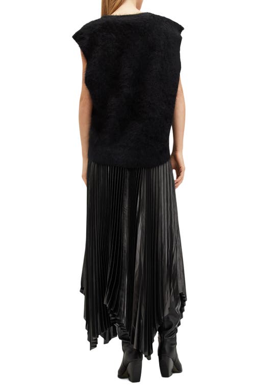 Allsaints Phia Metallic Pleated Skirt In Gunmetal Grey