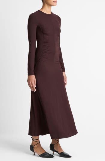 Long Sleeve Ruched Jersey Dress