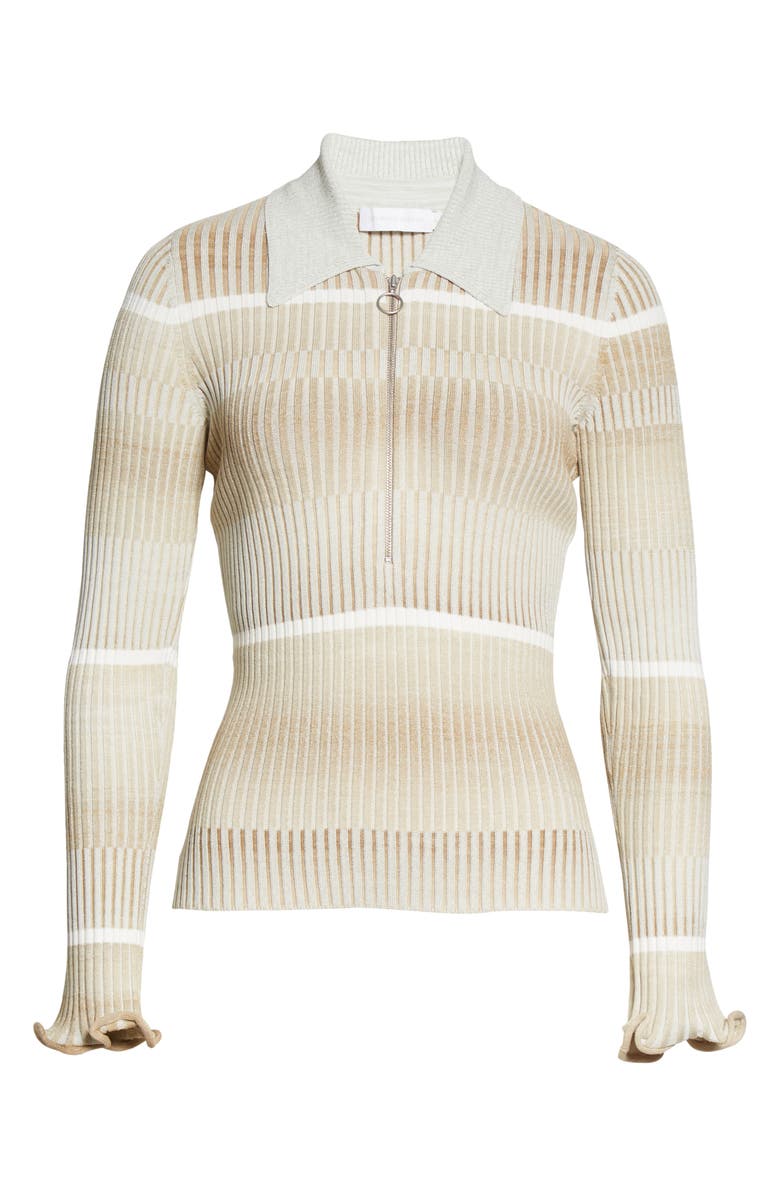 Simkhai Jonathan Simkhai Allyson Space Dye Stripe Half Zip Polo, Alternate, color, 