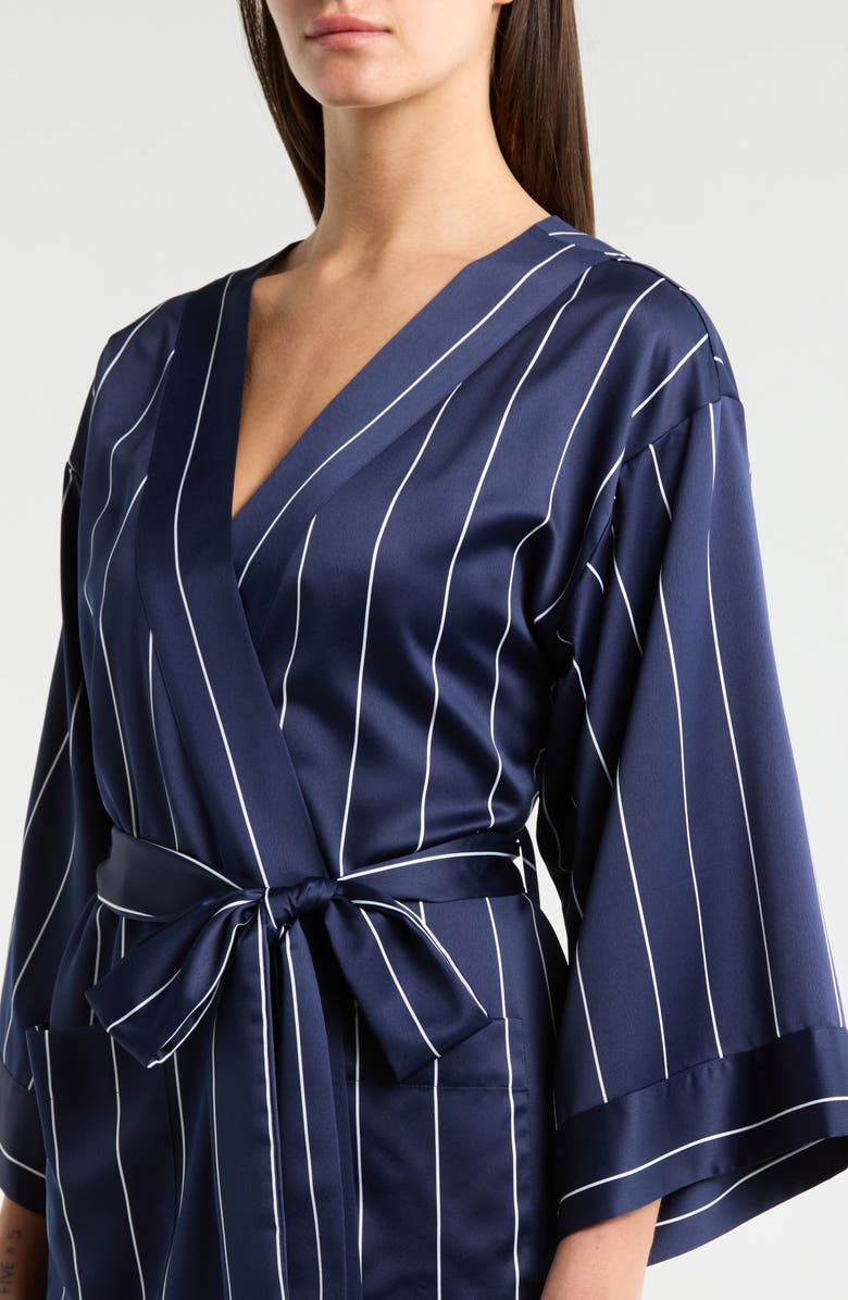 Nordstrom Satin Robe, Alternate, color, Navy- White Calm Pinstripe