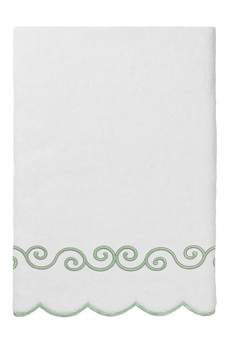 6-Piece Symmetra Embroidered Turkish Cotton Towel Set, Alternate, color, WHITE/ GREEN