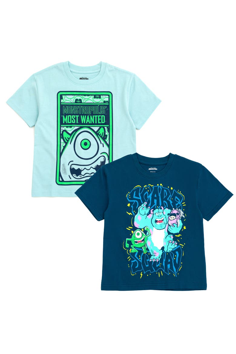 Monsters Inc. 2-Piece Short Sleeve T-Shirt Set, Main, color, Mike Sulley Blue Navy