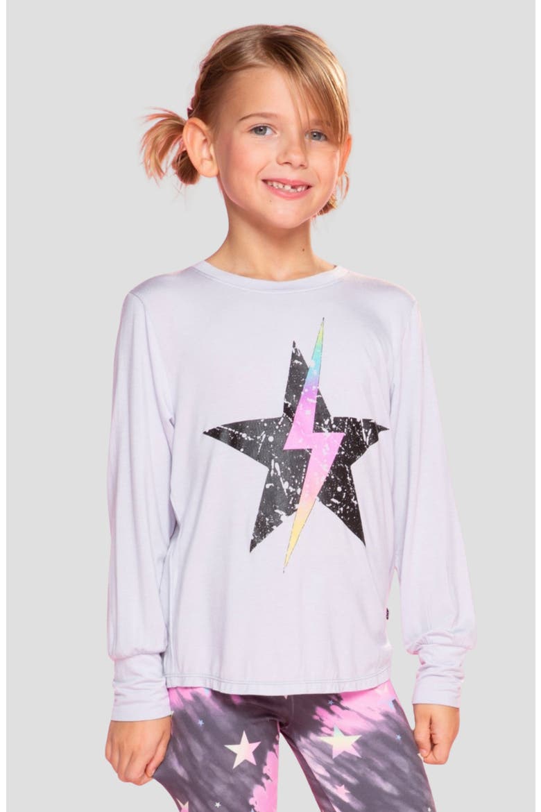 Kids' Peace Love Rainbow Graphic Long Sleeve Tee, Alternate, color, ICE GREY